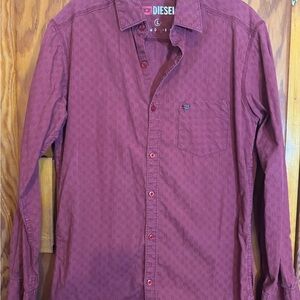 Diesel Men's Burgundy Button Down Shirt